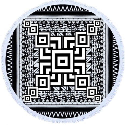 Round beach towel - Aztec style design 