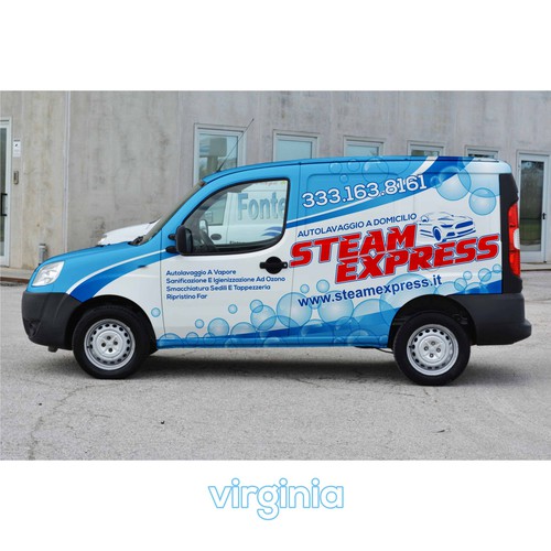 Mobile Steam Carwash Van graphics for STEAM EXPRESS