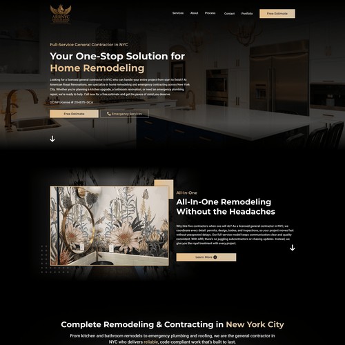 High end construction company web design