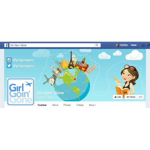 Create a fun Facebook cover image for a female travel and safety tips site