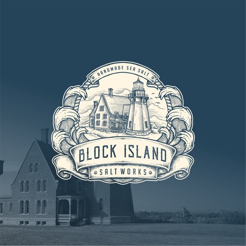Engraved drawing badge for Block Island