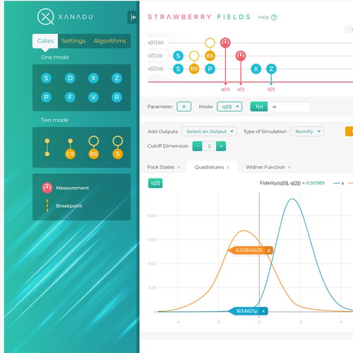 Design the web page for a quantum circuit interface