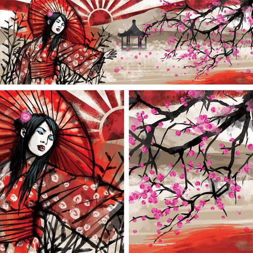 Illustration for sushi bar wall