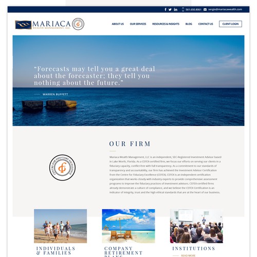 ariaca Wealth Management Website