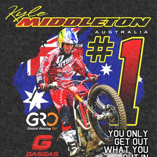 T-shirt design for Australian Champion motorcyclist