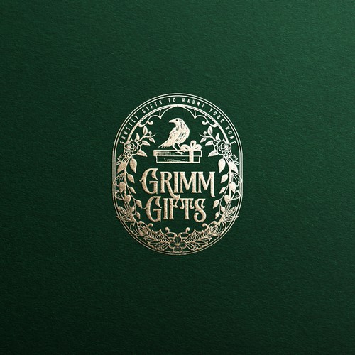 "Grimm Gifts" logo for vintage Dark Academia Decor and Gift Boutique