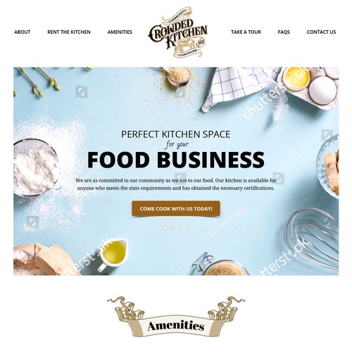 Clean web page design for a community kitchen