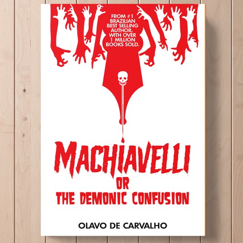 book cover that can represent satanic ideas spreading through writing/the pen!