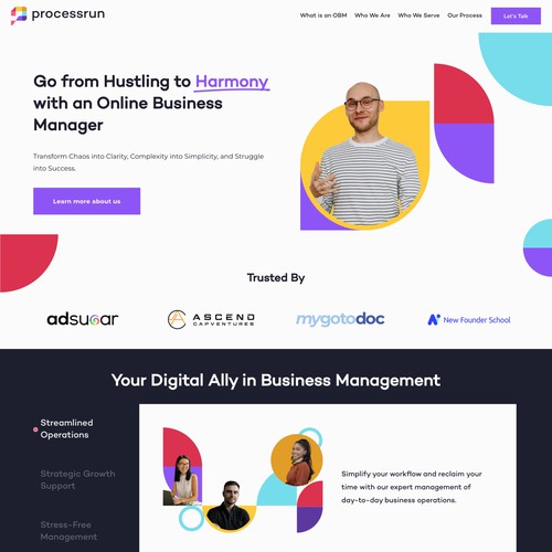 Site redesign for online business manager agency