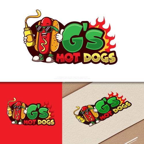 Mascot Logo Character, cartoon Hotdog Fast food