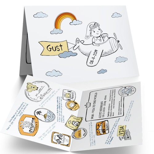 Illustrated birth announcement