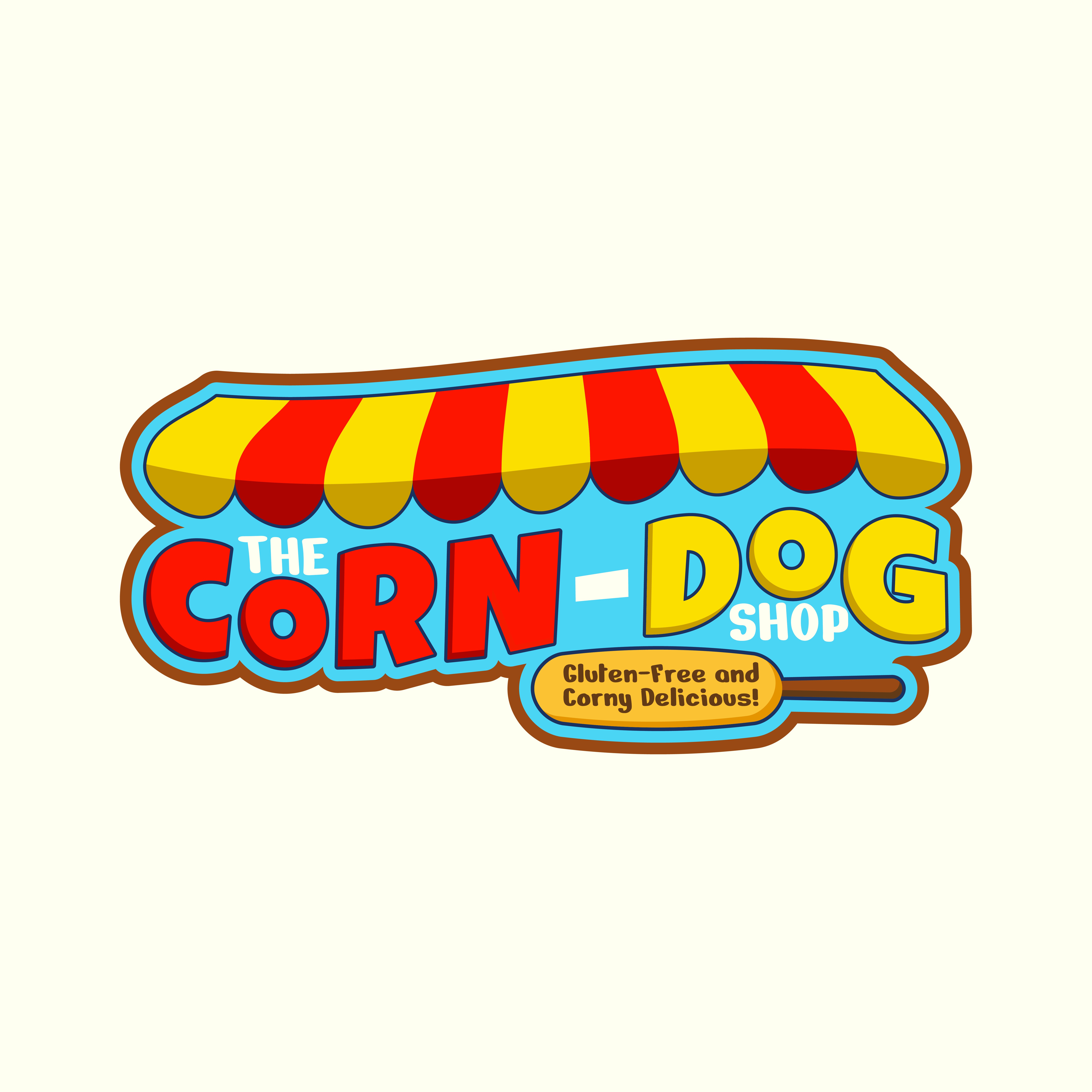 Elevated Corn-Dog food trailer logo and color scheme
