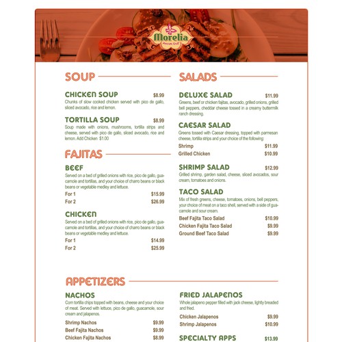 Restaurant menu