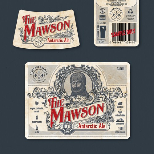 "The Mawson" - "Antarctic Ale" vintage style beer label design
