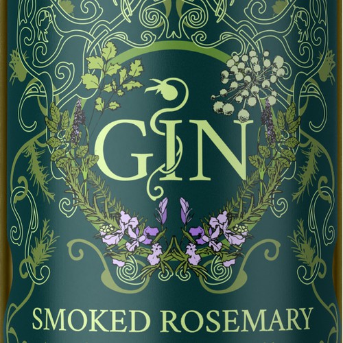 Art Nouveau gin label