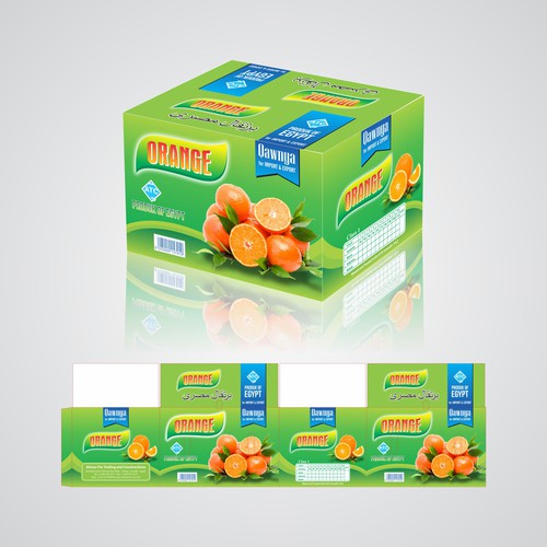 An Orange boxes design for our exporting fruits & vegetables subsidiary company.