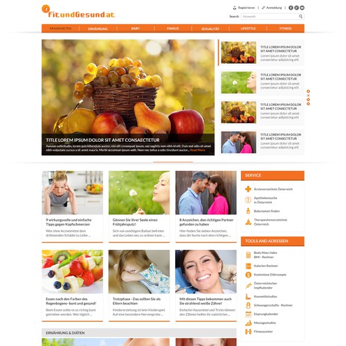 Responsive redesign for a familie & lifestyle website