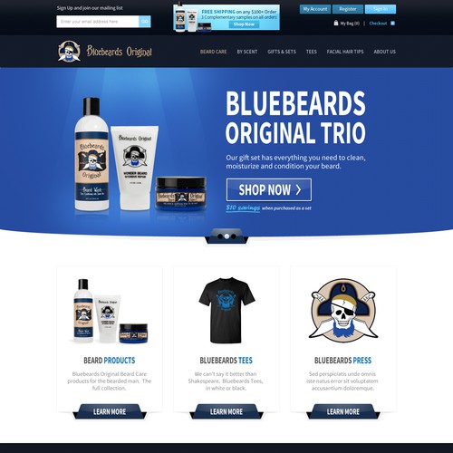 Homepage Design for Ecommerce Business - Men's Beard Product Company