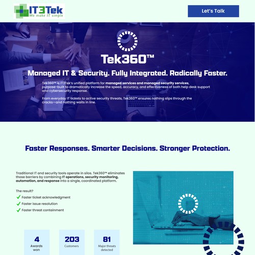 Web page for an IT solutions company