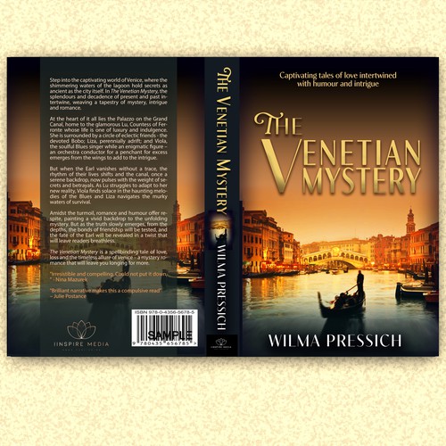 Book Cover for romantic Mystery set in Venice