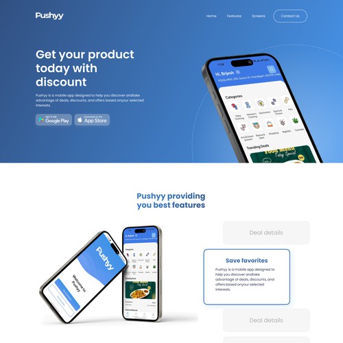 Pushyy landing page design