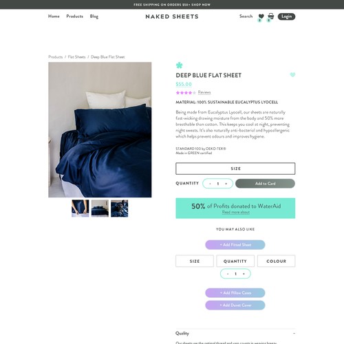 Naked sheets Product page