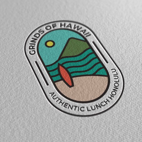 Logo design concept for a Hawaiian beach themed casual restaurant named Grindz of Hawaii