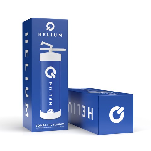Modern Box Packaging Design for Compact Helium Gas Cylinder