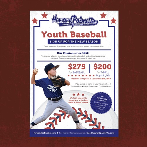 Flyer for Howard Palmetto Baseball