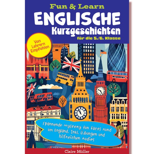 Design an exciting book cover for learning English for the 5th/6th grade
