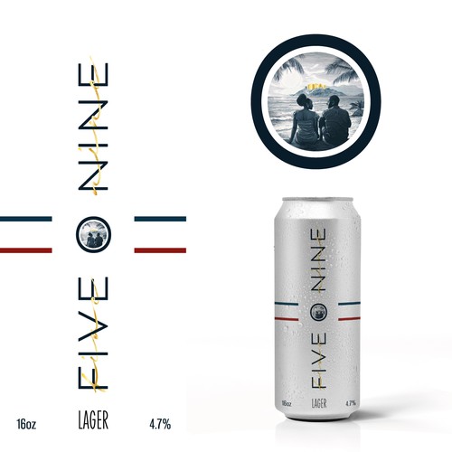 Minimalistic label of a lager beer (16 oz can).