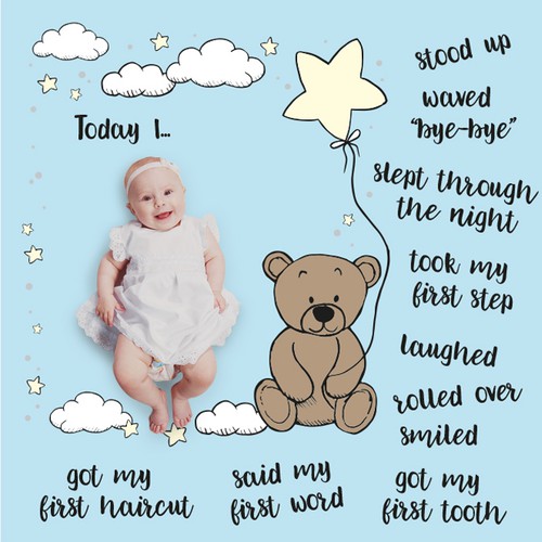 Cute baby milestone blanket