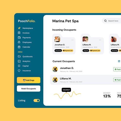 POOCHFOLIO DASHBOARD DESIGN