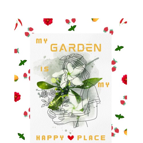 T-shirt print inspired by the passion for gardening.