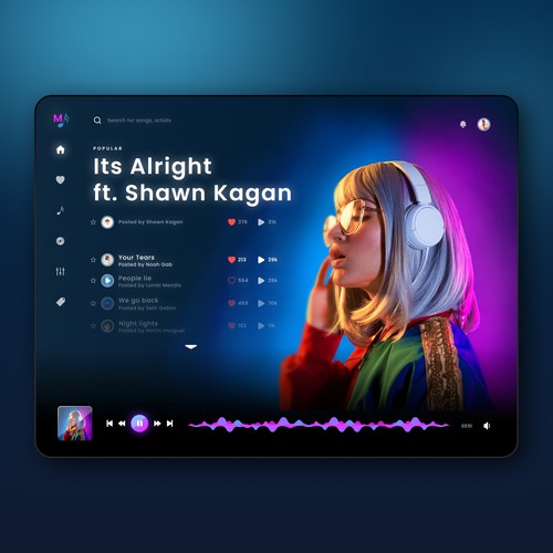 Web music player landing page