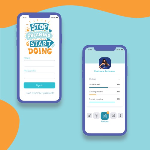 Mobile app design for coaching app