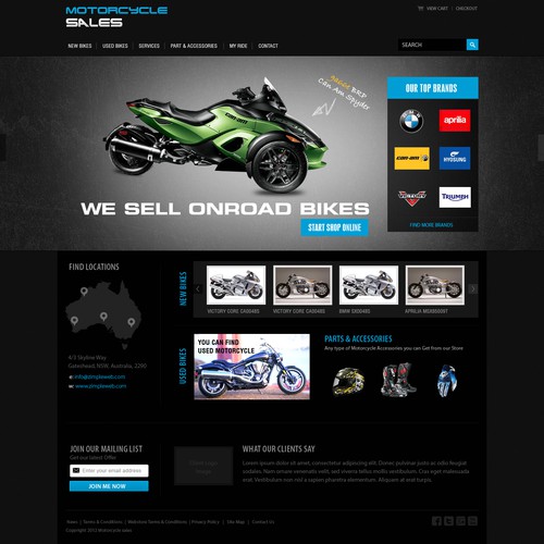 Create the next website design for Motorcycle sales