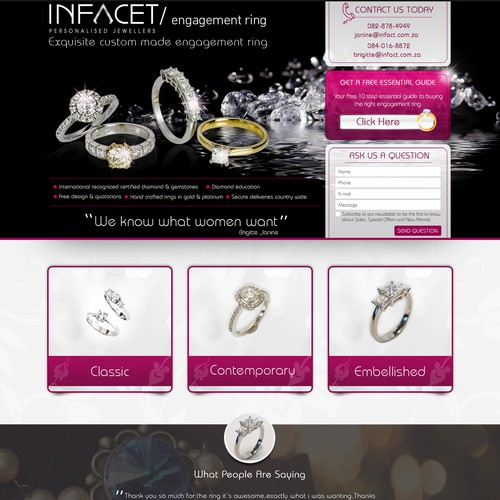 Landing Page Design for Jewellery Website