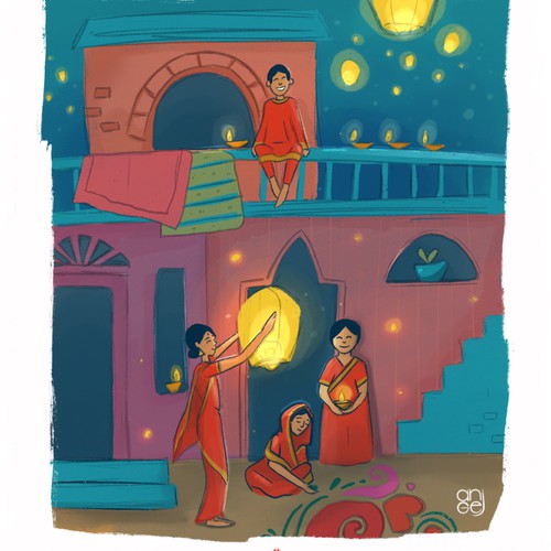 Diwali Card illustration