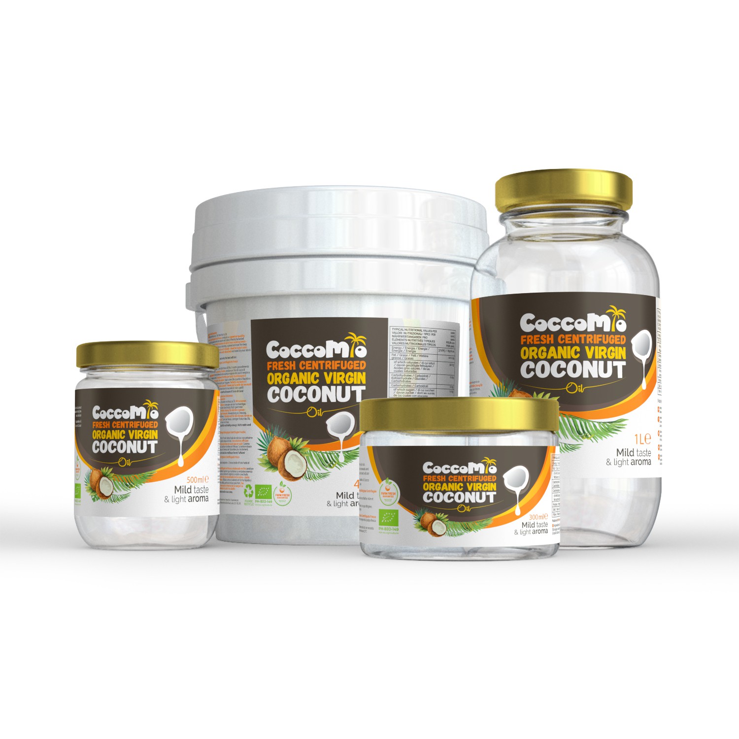 Label for our 1L and 4L coconut oil jars and tubs