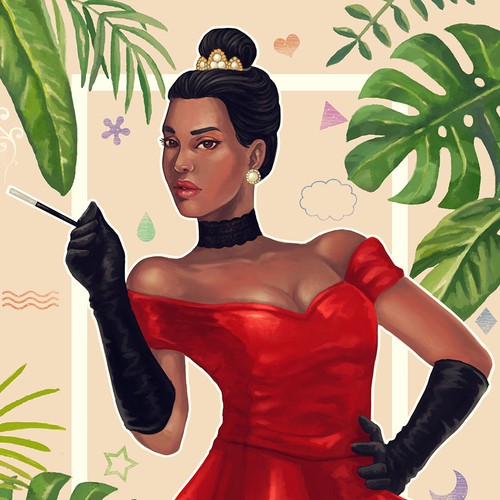 Retro/Hollywood Glam Woman Illustration