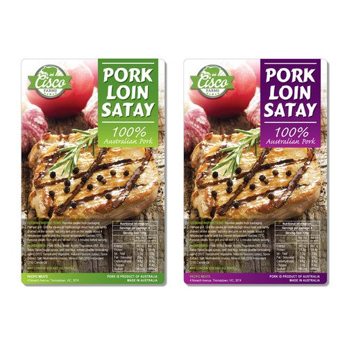 Create a label for marinated pork products