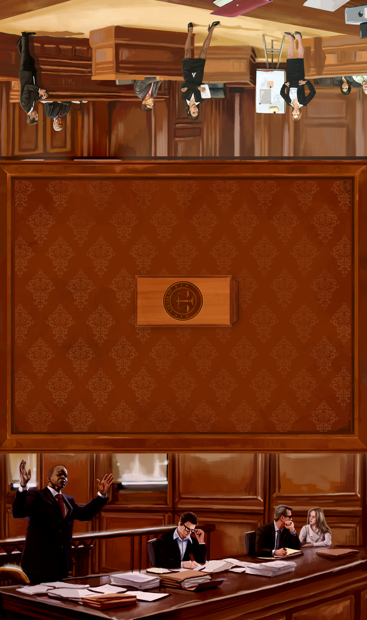 Design a Play Mat for our card game Lawyer Up