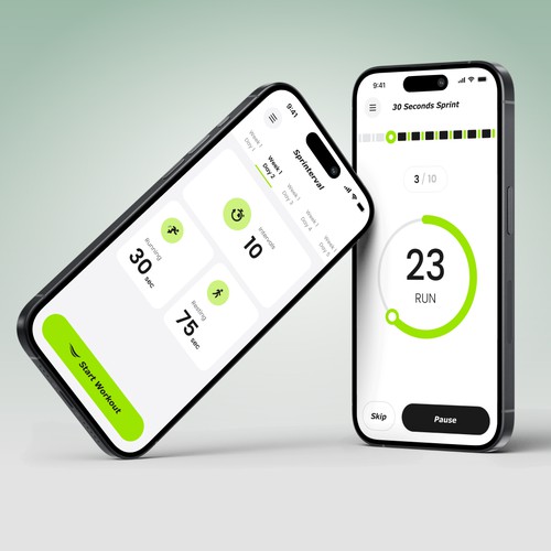 Design the UI/UX for a Motivational Sprint Interval Training App