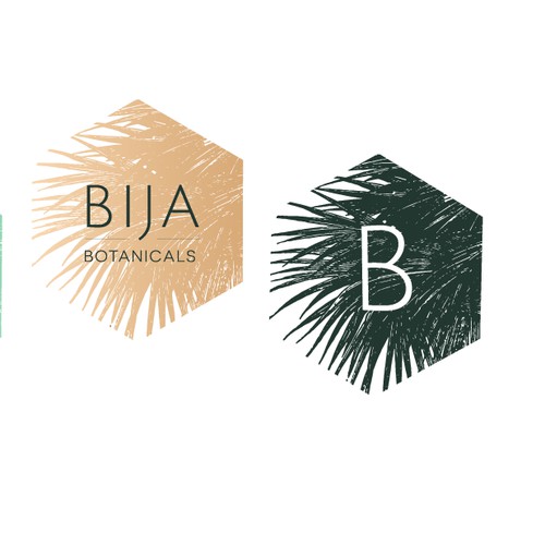 Geometric meets natural, tropical botanical logo for Bija Botanicals