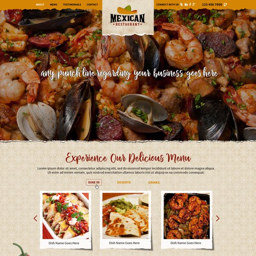 Landing page for an Authentic Mexican Restaurant