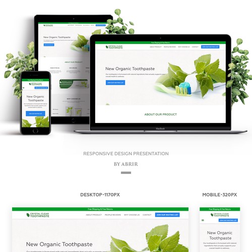 Clean Design concept for Organic toothpaste company