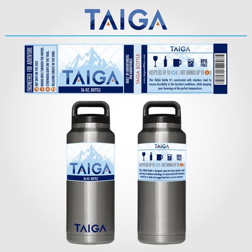 Label design for a container bottle for outdoor activities