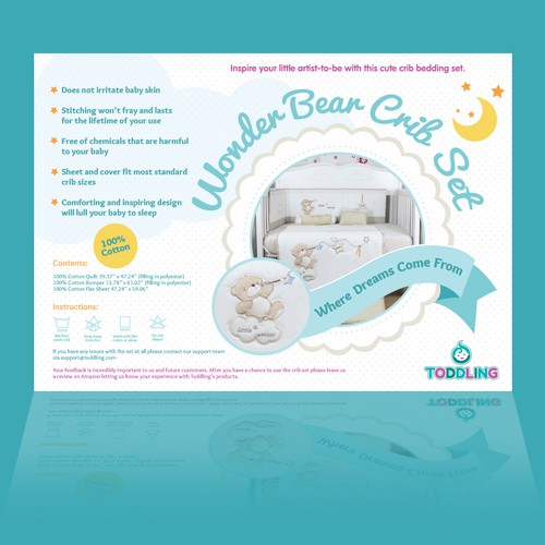 Crib Set Package Insert Copy for Baby Boys