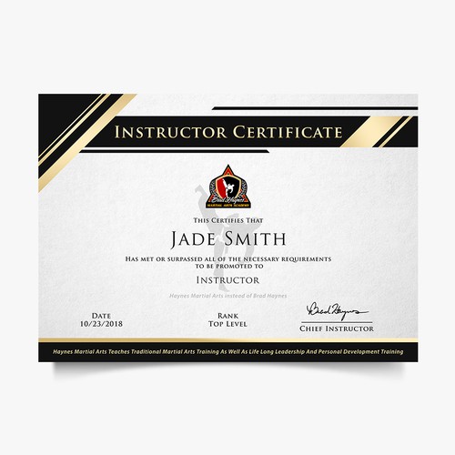 Certificate design contest